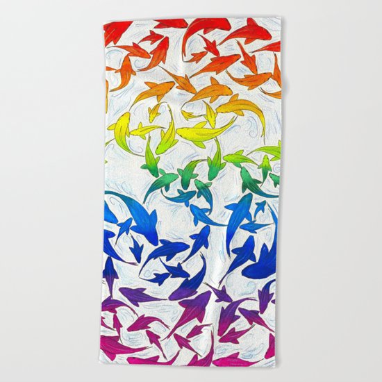 Harmony Rainbow Koi Fish Celtic Knot Beach Towel