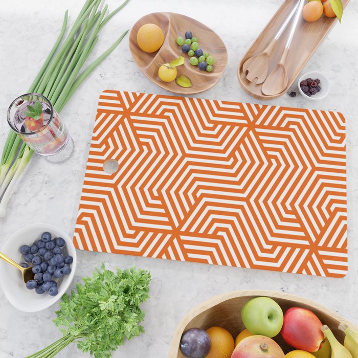 Persimmon Orange Minimal Vector Seamless Pattern Cutting Board By Makeitcolorful Society6