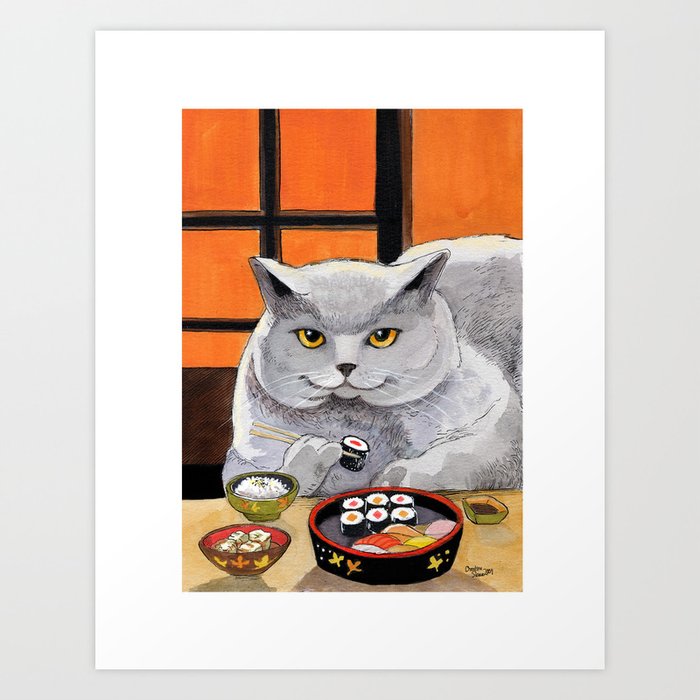 Sushi Cat- Big Fred  Art Print