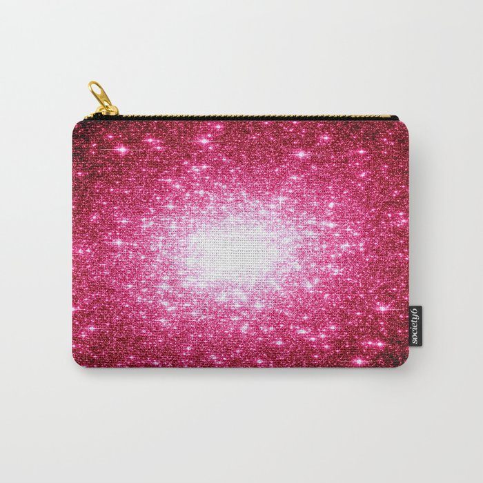 Hot Pink Galaxy Sparkle Stars Carry-All Pouch