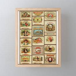 Vintage cigar box labels Framed Mini Art Print