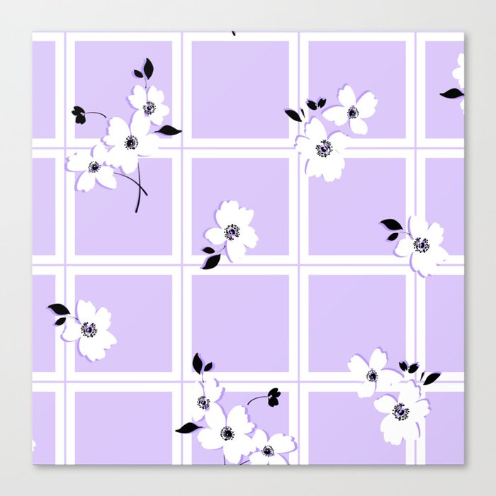 Lavender Floral Grid Canvas Print