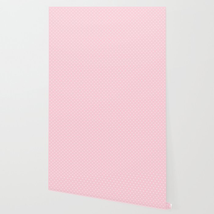 Mini White Polka Dots On Soft Pastel Pink Wallpaper By
