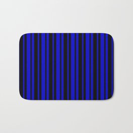[ Thumbnail: Black & Blue Colored Lines Pattern Bath Mat ]