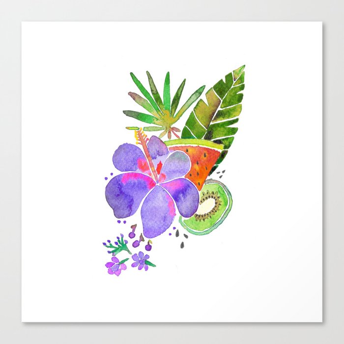 hibiscus and watermelon Canvas Print
