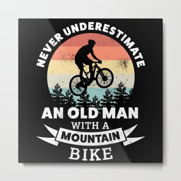 Old Man with a Mountain Bike | MTB Gift Metal Print