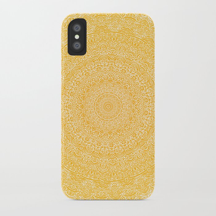 the most detailed intricate mandala (mustard yellow) maze zentangle hand drawn popular trending iphone case