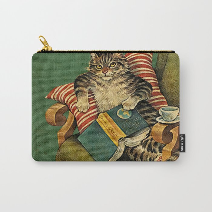 Cat and books , This is what I do I read books I drink tea and I know things Poster, Love Reading Carry-All Pouch