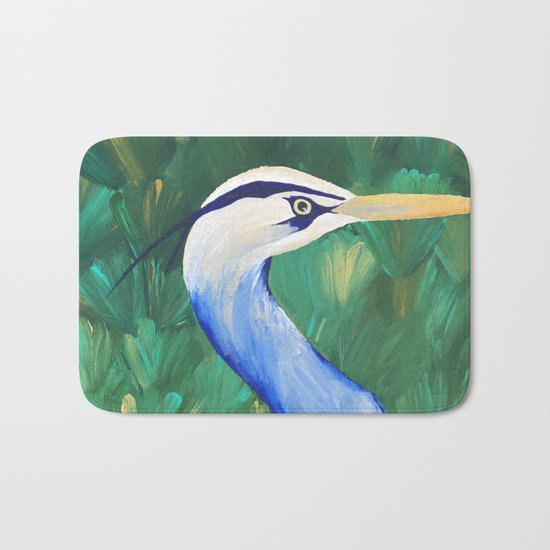 Heron in the Grass Bath Mat