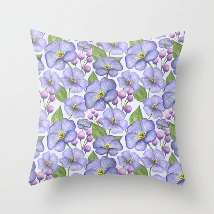 Purple Retro Floral Trendy Collection Throw Pillow