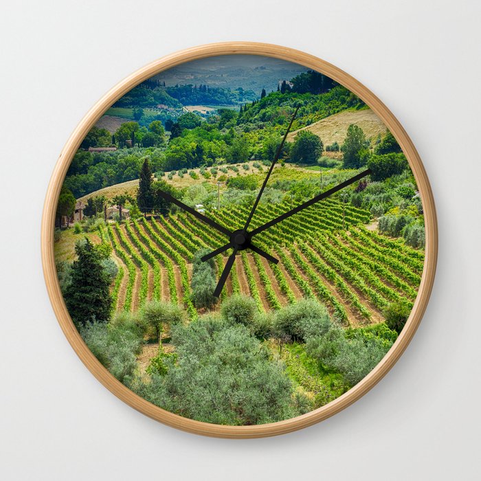 Tuscany Hillside, San Gimignano, Italy Wall Clock