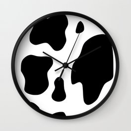 indie cow print in 004-charcoal and true white Wall Clock
