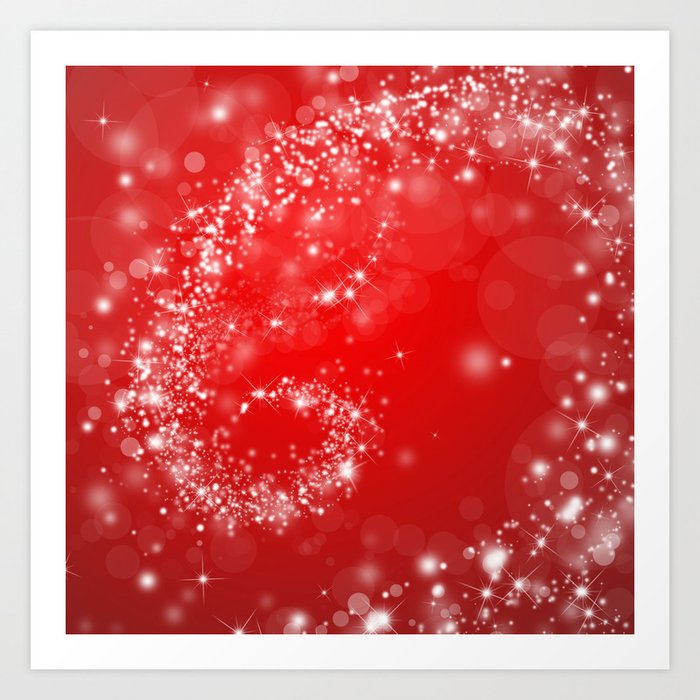 Elegant Red White Abstract Christmas Pattern Art Print By