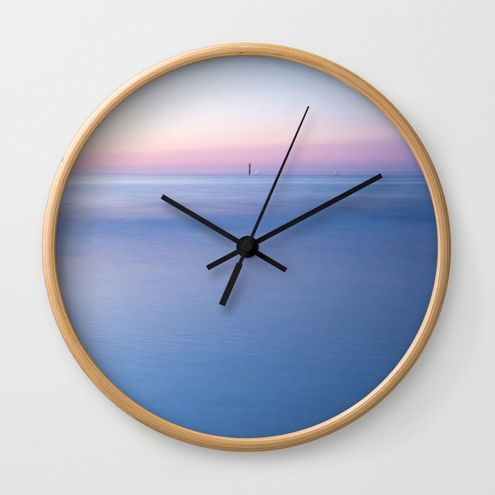 Slow Sailing - Lonesome Ship at Sunset Wall Clock