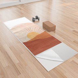 Abstract terracotta landscape, sun and desert, sunrise #1 Yoga Towel