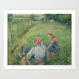 Young Peasant Girls Resting in the Fields near Pontoise Art Print