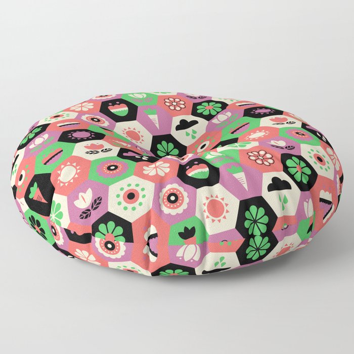 Bloom Garden - Hexagon Tile Floor Pillow