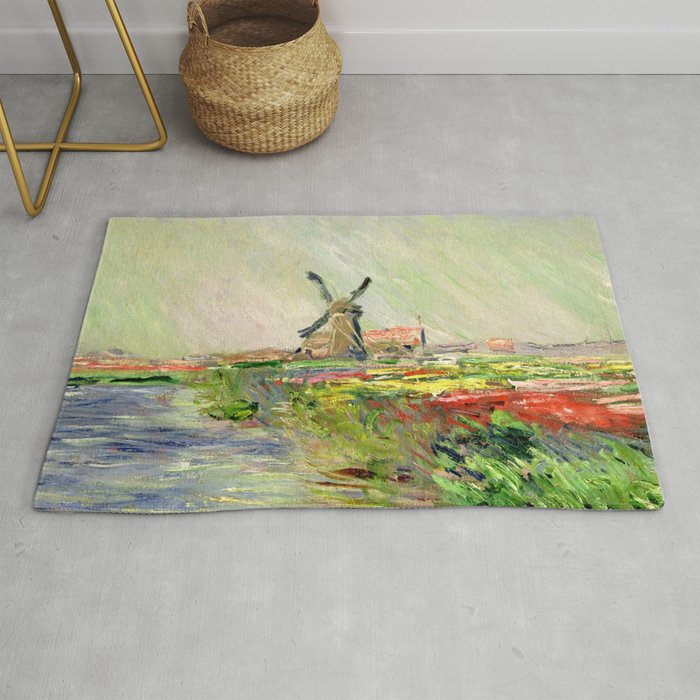 Claude Monet "Tulip field in Holland (Champ de tulipes en Hollande)" Rug
