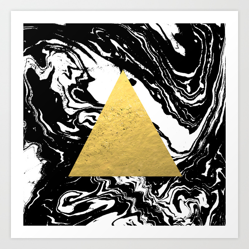 Abstract Geometric Triangle Gold Black And White Marble Nursery