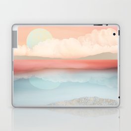 Mint Moon Beach Laptop & iPad Skin | Abstract, Contemporary, Travel, Digital, Mountains, Graphicdesign, Sea, Beach, Mint, Moon 