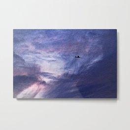 One Little Plane Flying at Sunset Cloudscape Metal Print