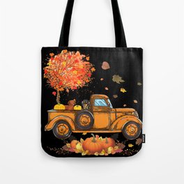 Dachshund Pumpkins Truck Autumn Leaf Fall Thanksgiving Tote Bag
