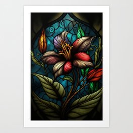 Stained Glass Flower Art Print