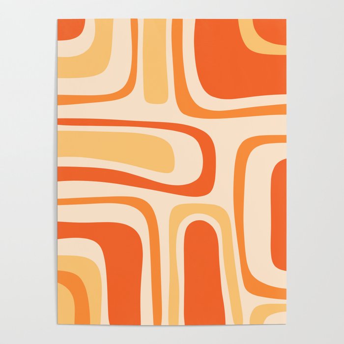 Palm Springs Midcentury Modern Abstract in Light Orange Tangerine Tones  Poster
