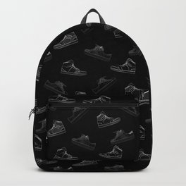 sneaker shoe pattern - white retro sneaker illustration on bla Backpack