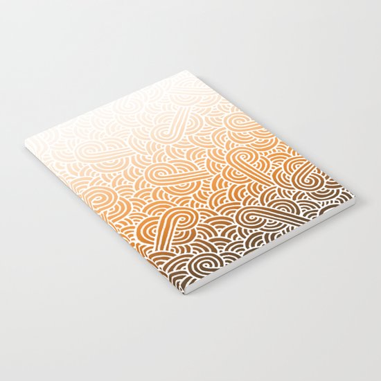 Ombre orange and white swirls doodles Notebook