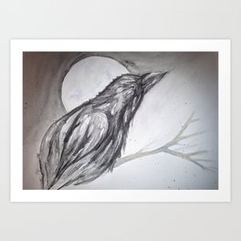 Crow at the Moon Art Print