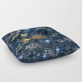 Cosmic Sun Space Pattern Floor Pillow