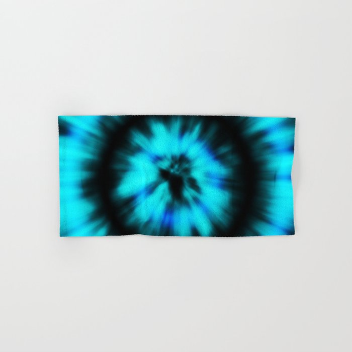 Black Cyan Blue Tie Dye Hand & Bath Towel