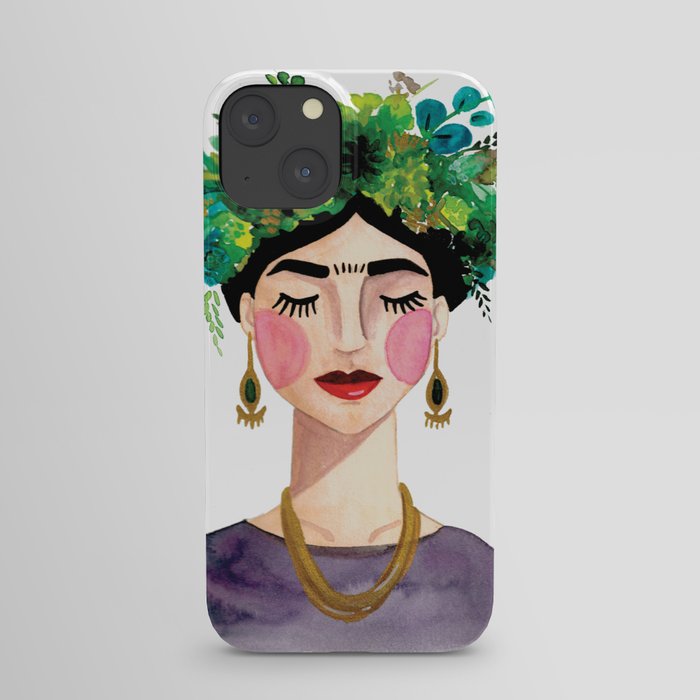 Floral Frida - Gray iPhone Case