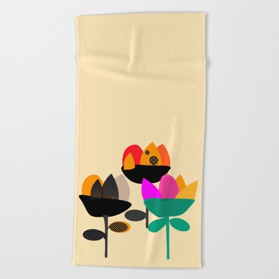 Three Flowers Beach Towel