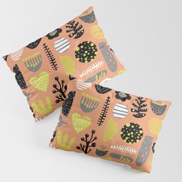 Abstract Scandinavian flowers and leaves pattern Pillow Sham