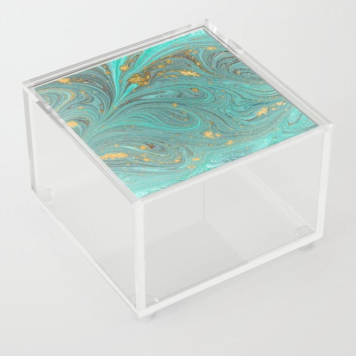 Liquid Swirl Turquoise | Abstract Marble  Acrylic Box