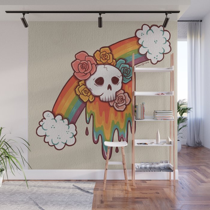 Rainbow Skull Melt Wall Mural