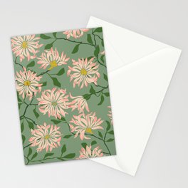 Cottage flowers chrysanthemums – green Stationery Card