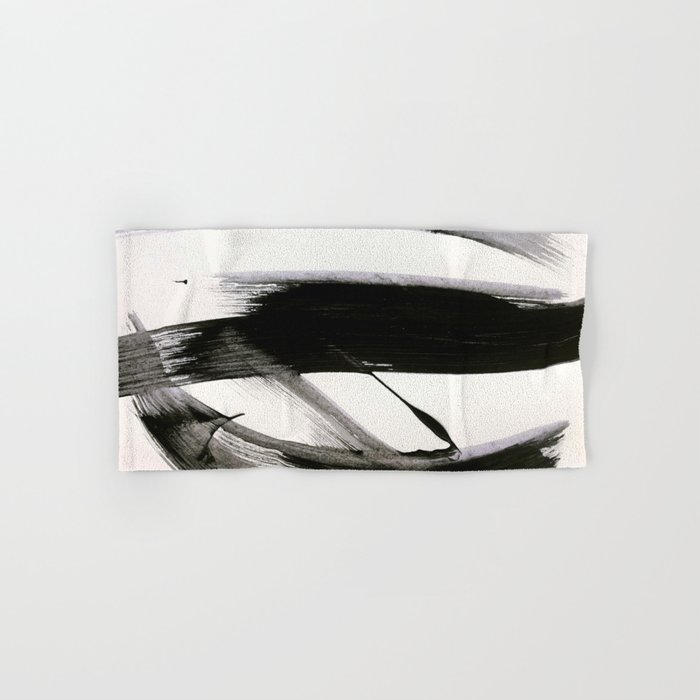 Brushstroke 9: a bold, minimal, black and white abstract piece Hand & Bath Towel