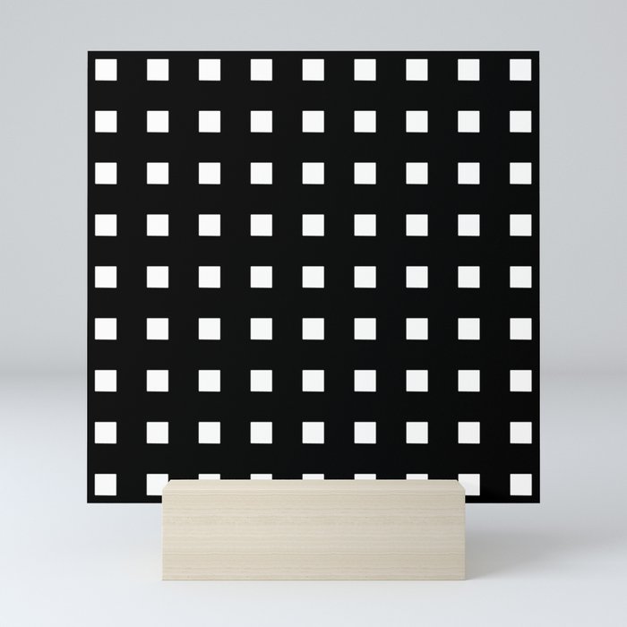 square and tartan 4 Black and white Mini Art Print