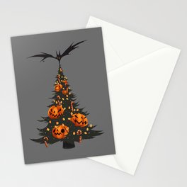 Halloween Christmas Tree - Gray Stationery Card