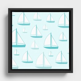 Sail Boat Pattern Framed Canvas