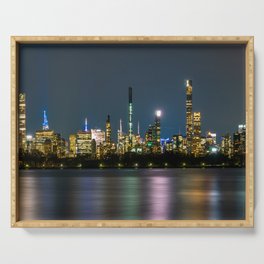 New York City night reflections Serving Tray