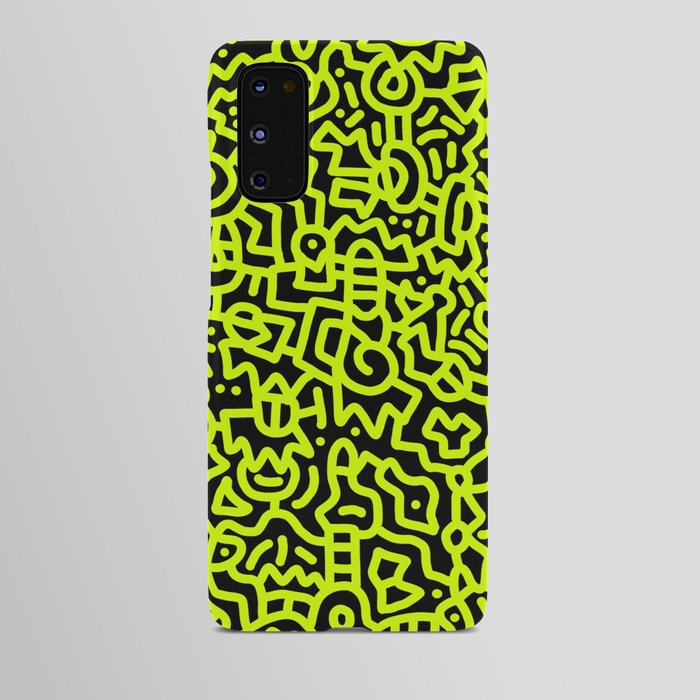 Acid Yellow on Black Doodles Android Case