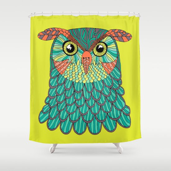 owl - Lime green Shower Curtain