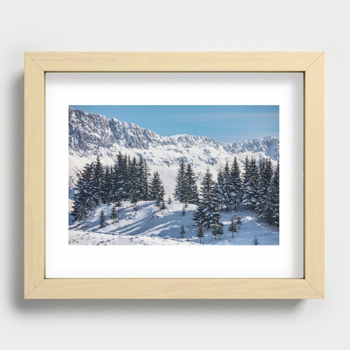 Winter landscape with snow-covered fir trees Recessed Framed Print