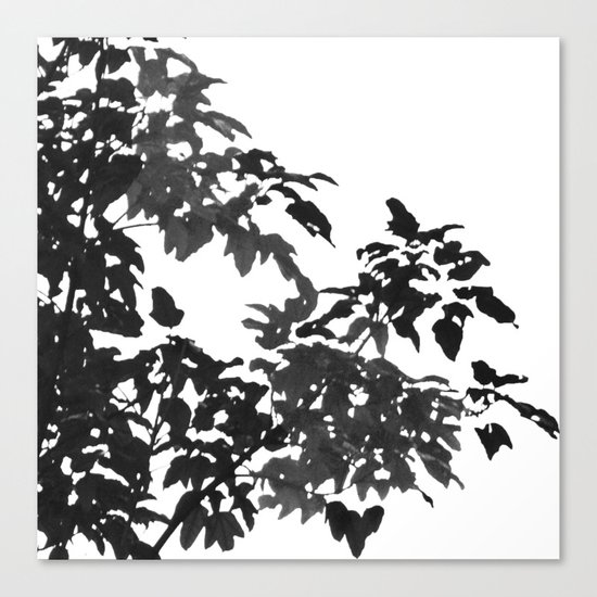 Leaves Silhouette - Black & White Canvas Print