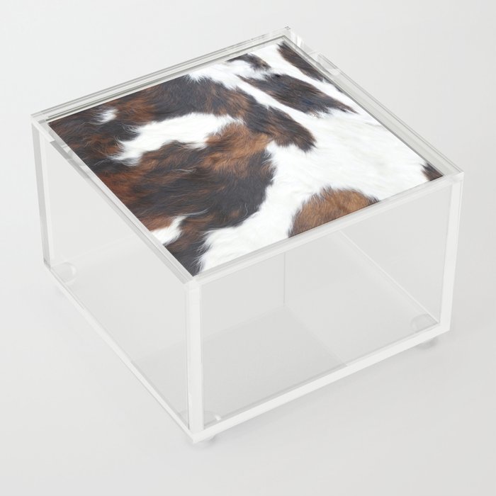 Kisses From The West - Faux Cowhide Modern Southwestern Print Acrylic Box