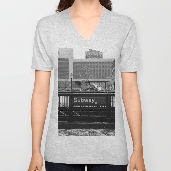 New York City | Black and White Street Photography in NYC V Neck T Shirt